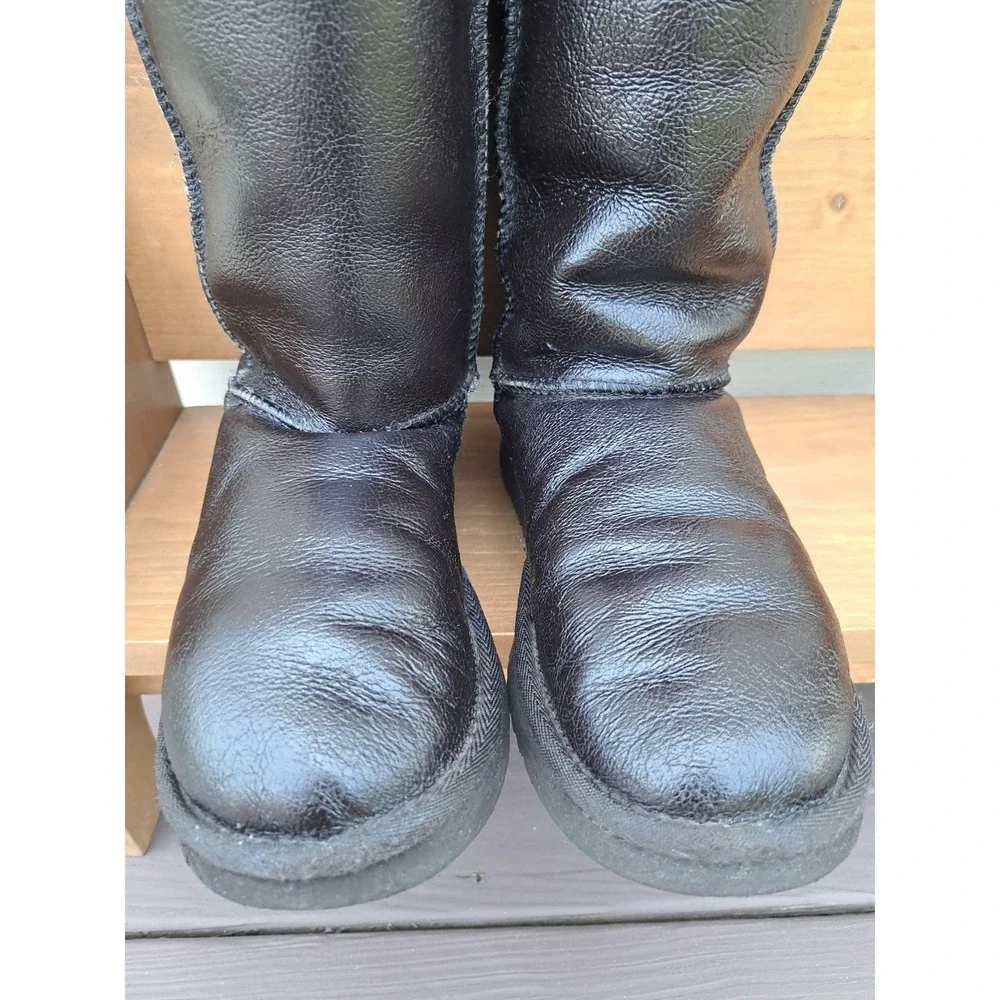 Women's Brown Tall Leather Winter Snow Shearing Boots  8 W Pull On